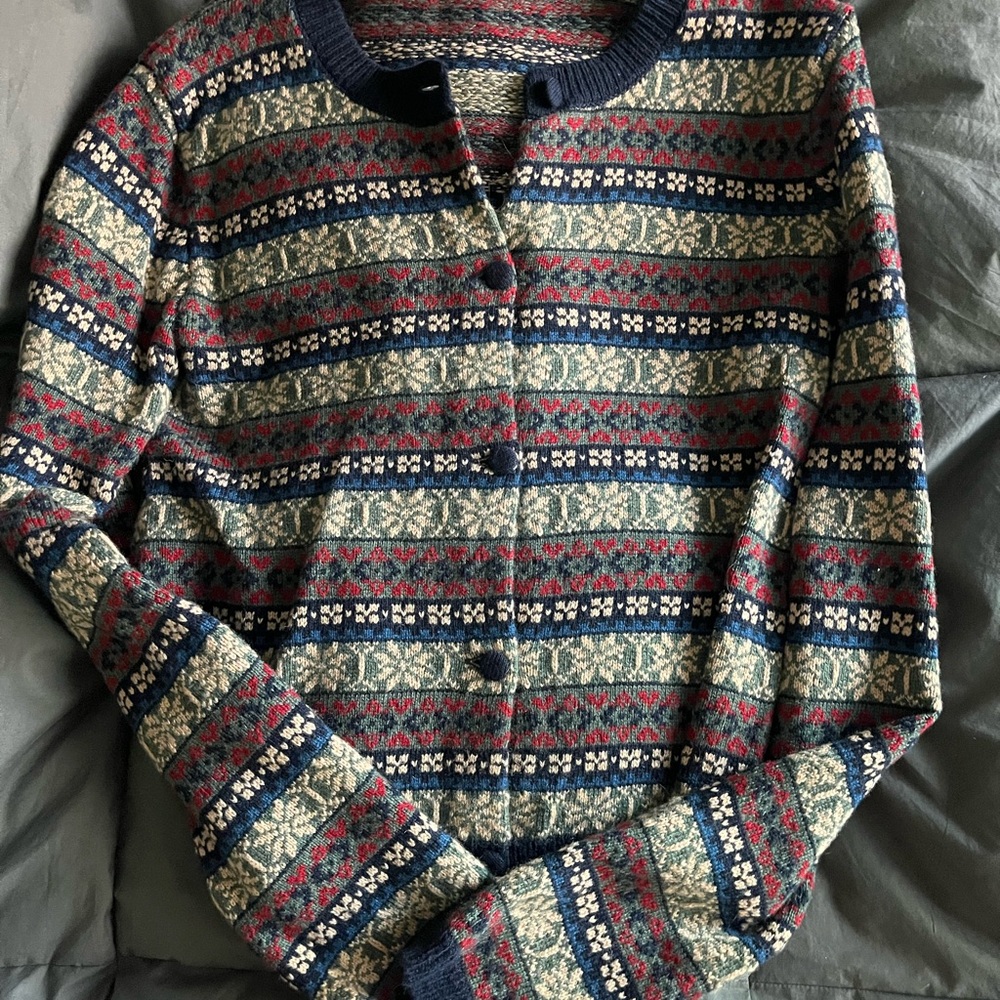 Zara Women's Cardigan - Blue, Red, Cream